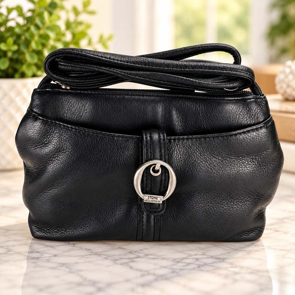 Stone Mountain Nancy Black Genuine Leather Mini Crossbody Shoulder Bag NWT